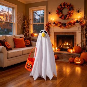 U85IS1 Breathable Porch Goose Costume Unique Wide Brim Ghost Outfit Spooky Ghost Festive Decoration Pumpkin Prop Halloween Yard