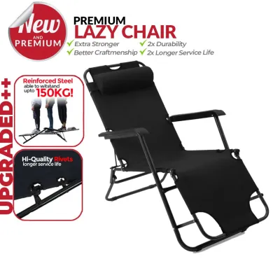 Foldable Lazy Chair Adjustable Lounge Reclining Bed for Office Balcony Garden Beach Camping with Cotton Pad