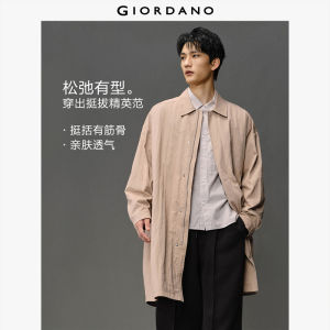 Giordano Men Long Woven Casual Jacket with Lapel & Center Back Slit Free Shipping 12075004