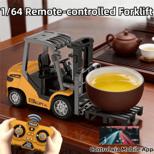 VIVIDI Alloy 1/64 Remote-controlled Forklift Collection Mini Engineering Vehicle Rechargeable Tabletop Toys Model