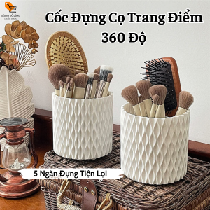 Cốc Đựng Cọ Trang Điểm 5 Ngăn Tiện Lợi Đế Xoay 360 Độ Dễ Dàng Sử Dụng