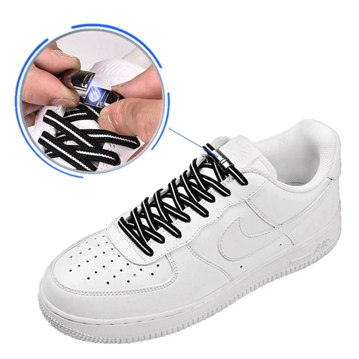 No Tie Shoelaces Elastic Metal Lock Rainbow Shoe Laces for Sneakers 8MM Wide Flats Shoes Lace