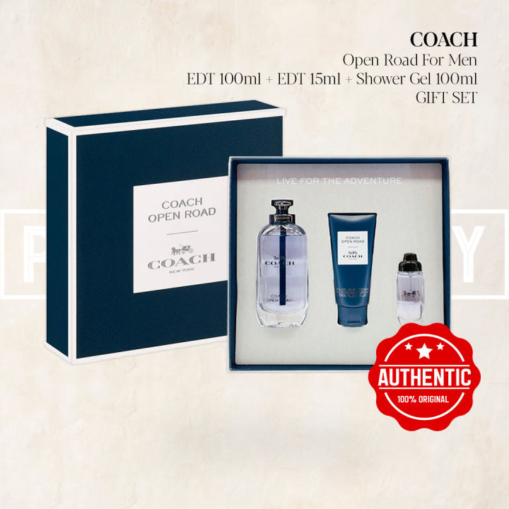 PERFUME ALLEY] Coach Open Road Gift Set EDT For Men 100ml Lazada