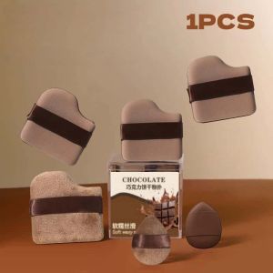 ชุดพัฟคุกกีช็อกโกแลต 6 ชิ้น พัฟกำมะหยี่ พัฟ สนาดบลงรองพู้แป้ง นุ่มพิเศษ ใช้ได้ทั้งแห้งและเปียก