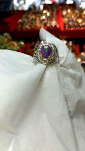 Batu Cincin Pancawarna Kalimaya Kristal Kualitas Topikatan Alpaka Supersize Jari Bisa Dipesan