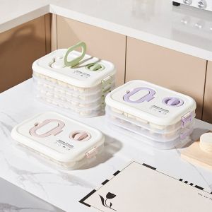 ANGFEW 1/2/3/4 Layers Refrigerator Storage Box Plastic Transparent Dumpling Storage Box Special Sealed Food Storage Container for Home