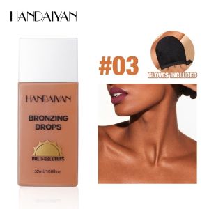 RUSSELLERT Waterproof Bronzer Liquid Tanning Cream Pearlescent Shine Moisturising Tanning Body Lotion Long Lasting Body Foundation Makeup Contouring Cosmetics