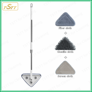 【Original】Long Ceiling Cleaning Mop For High Wall Glass Cleaner Wiper Window Cleaning Tools Telescopic Car Wash Mop Wall Brush Cleaner Rotating Triangular Cleaning Mop 抹墙壁三角形拖把