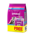 Whiskas Dry Kitten Ocean Fish Premium 1.1kg FREE Whiskas Pouch Kitten Mackerel 80g. 