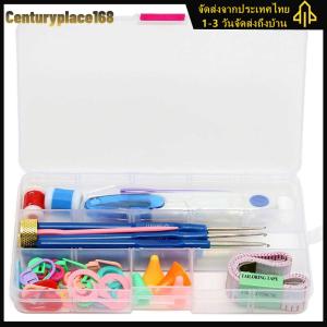 16 ขนาดโครเชต์เบ็ดชุดโครเชต์ตะขอสแตนเลสเข็มถักเข็มยศาสตร์การโครเชต์ตามหลักสรีรศาสตร์ชุดการถักโครเชต์