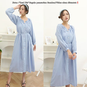 RED Sweety Maxi Sydney Dress 1991/Dress Casual Wanita/Dress Polos Katun Lengan panjang