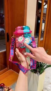 Eggboy Party plastic cup for girls cute dual-drink water cup square shape popular online summer portable flat water bottle