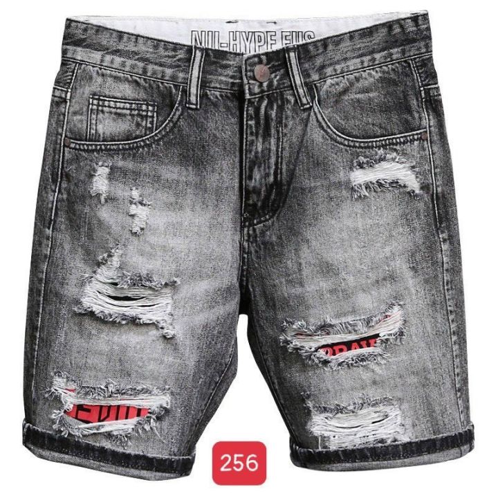 quần short jean nam ngắn xám rách vá đẹp mẫu mới hotchất jean mềm