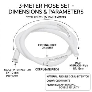 2pcs 3m Washing Machine Hose Inlet Pipe Air Conditioning Drain Pipe