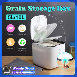 5/10L Rice Bucket Storage Sealed Jar Food Storage Container Large Rice Grain Food Dispenser Kitchen Moistureproof Barrel Box Household Storage Nano Bucket