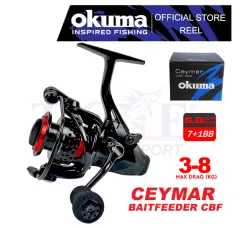 okuma ceymar baitfeeder spinning reel- cbf-500 Mags Custom Rods with a corrosion Okuma Ceymar Baitfeeder Spinning Reels