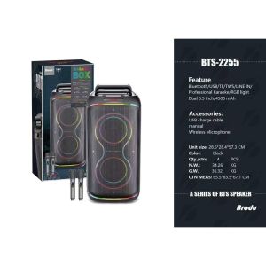 BTS-2120 Portable Bass Speaker karaoke Wireless Outdoor Speaker with Lyric display with 2 microphone