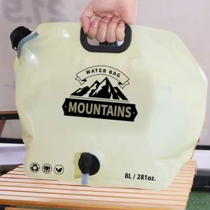 Camping Water Bag Outdoor Hiking Folding Water Bucket Bag with Faucet 8L Large Capacity Water Container Camping Supplies