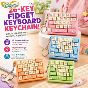 Aoduoyaya Cartoon Keyboard Fidget ASMR Keychain Toy 26 Press Keys Click Sound Stress Relief Cute Bag Charm