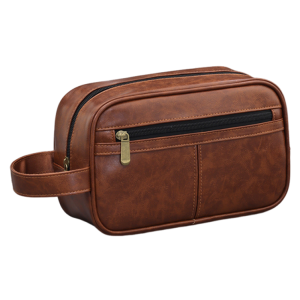 CUNXIN Multi Pocket Men Leather Wash Bag Retro Handheld Travel Toiletry Bag Fashionable Waterproof Cosmetic Organizer For Home