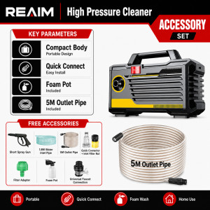 Reaim Mesin Cuci Tekanan Tinggi 600W Jet Cleaner Portable High Pressure Washer Mesin Steam Cuci Mobil Motor Alat Pembersih Rumah Serbaguna