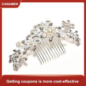 【CANAMEK 】 New Rhinestone Wedding Flower Hair Clip Hair Comb For Women Bride