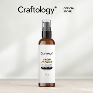Craftology Virgin Coconut Oil (VCO) 100mL Cold-Pressed Natural Oil for Skin and Hair Pump Bottle