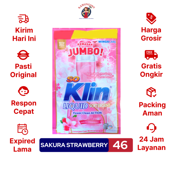 Deterjen Cair So Klin Liquid Sakura Strawberry 46ml