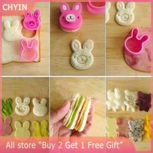 [COD] CHYIN 3 PCS Sandwich Crust Cutter Cookie Bread Mold Bento Maker Rabbit Panda Flower