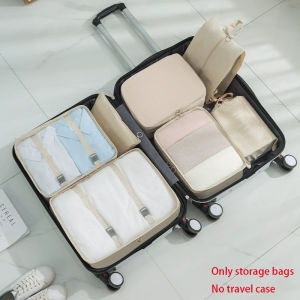 7 Pcs Travel Organizer Storage Bags Wardrobe Cube Suitcase Packing Cubes Set Storages Luggage Clothes Shoe Pouch Folding