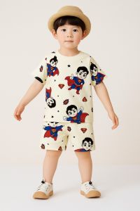 Setelan Baju Harian Anak Cowok Bemotif Keren Bahan Katun Lengan Pendek Usia Anak 3 Bulan-10 Tahun