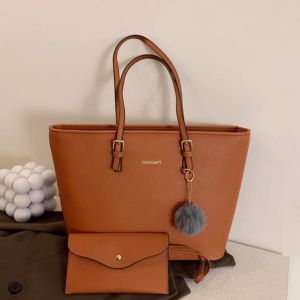 Saffiano Leather Structured Shoulder Bag with Free Pouch and Keychain