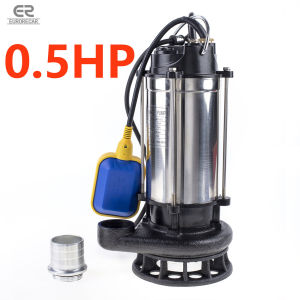 EURORECAR 220V Dirty Water Submersible Pump Stainless Steel Sewage Water Pump with Alloy Blade Copper Motor