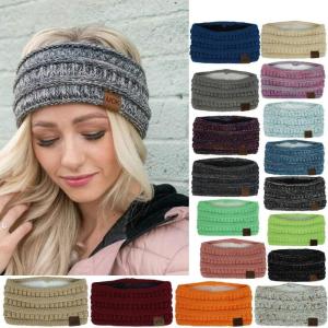 CHUAN Fashion Thick Fuzzy Hair Accessories Fleece Lined Knit Hair Band Head Wrap Ear Warmer Headbands for Women