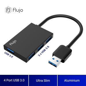 Flujo USB 3.0 HUB 4 Ports Ultra Slim Aluminum Compact Portable USB Adapter High Speed 5Gbps Converter for PC Laptop 4-Port Extension Adapter