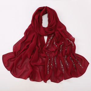YOUSHI TOP Hạt lấp lánh Khăn hijab voan giả ngọc trai Thoáng khí Đá pha lê Khăn choàng Malaysia Thời trang Thanh lịch Khăn quấn đầu mềm mại Phụ nữ