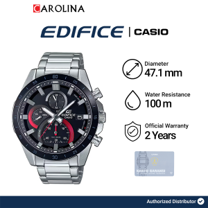 Jam Tangan Pria Casio Edifice Chronograph EFR-571DB-1A1 Black Dial Silver Stainless Steel Strap