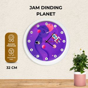 AYM Spesial 1 - Jam Dinding Astronot Diameter 32CM Jumbo Hiasan Kamar Anak Motif Luar angkasa Dekorasi Rumah / Jam Astronot Dinding Kamar Anak Aesthetic