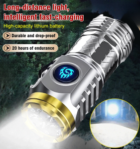 Superpowered portable longrange rechargeable flashlight
