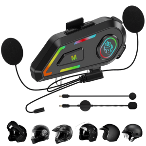 Intercom Headset Helm Bluetooth Interkom Handsfree Call Music 1000mAh Tahan Air IP67 Android & iOS