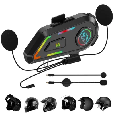 Intercom Headset Helm Bluetooth Interkom Handsfree Call Music 1000mAh Tahan Air IP67 Android & iOS
