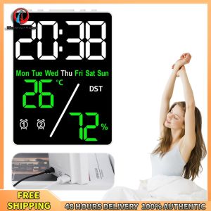 Winnereco Contemporary Digital Alarm Clock with Indoor Temperature and Humidity for Home Living Space
