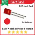 LED Kotak 5mm 5 mm Diffused Red Merah Petak Persegi Panjang 2x5x7 mm. 