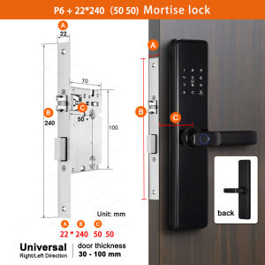RAYKUBE P6 TT Lock Bluetooth Smart Door Lock Fingerprint Lock Digital Electric Password Lock With Ultra Long&Large Handle Panels