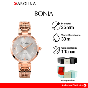 Jam Tangan Wanita Bonia B10763-2513 Pearl Silver Dial Rose Gold Stainless Steel Band