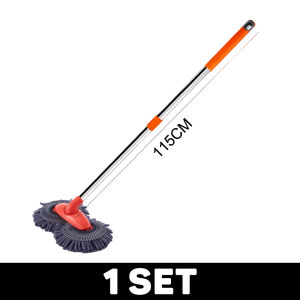 Rotating Car Wash Mop 15° Microfiber Double Brush Head Mop Three-Section Retractable Rod Roof Window Cleaning Mop Maintenance Car Washing Cleaning Tool