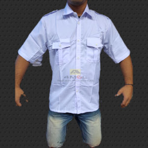Baju PDH Putih Lengan Pendek Kain High Twis