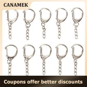 【 CANAMEK 】 10Pcs Polished Silver Keyring DIY Keychain Short Chain Split Ring Key Rings