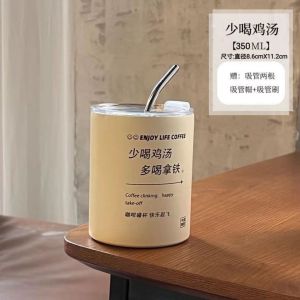 Leak Proof Tumbler with Straw Stainless Steel Water Bottle Straw Cup Coffee Mug Vacuum Flask Double Wall Travel Mug