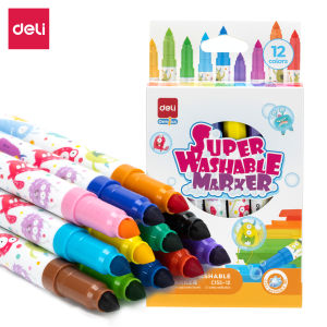 Deli Washable Marker / Spidol Warna Anak 12 24 Warna Mudah dicuci Tersertifikasi Aman EC155